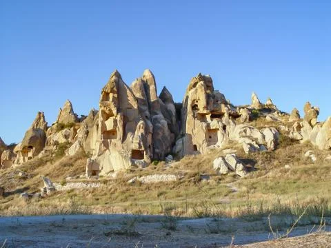 Volcanic cliffs and rock formations at Cappadocia Stock Photos