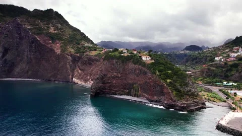 Volcanic coast cliff Madeira Video stock 232946783