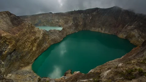 Volcanic Colored Lakes of Kelimutu Timelapse, Flores Island, Indonesia Stock Footage 104209619