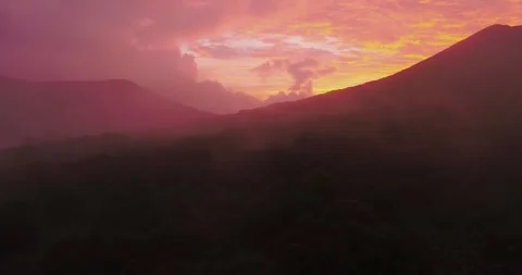 Volcanic Cone of Gunung Gede at Dramatic Sunset, Indonesia Stock Footage 328931730