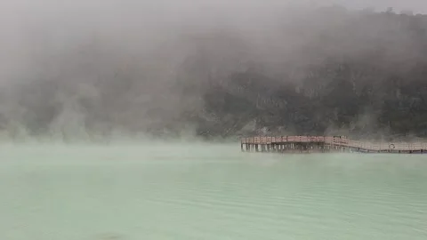 Volcanic crater lake Stock Footage 325656409