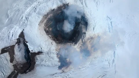 Volcanic crater of Mount Michael smoking Stock Footage 335498314
