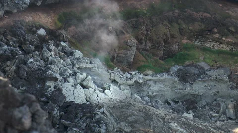 Volcanic crater smoking closeup Stock Footage 32109738