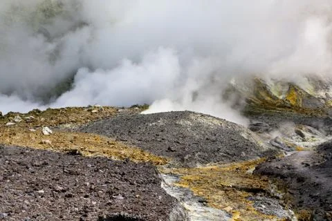 Volcanic Desert, Smoking Earth Stock Photos