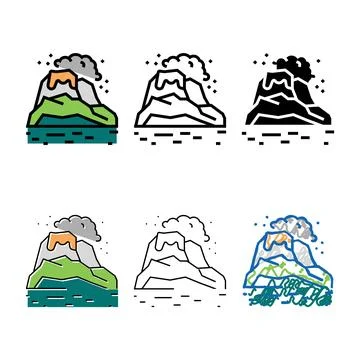 Volcanic earth color forms icon vector Stock Illustration
