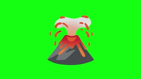 Volcanic Eruption Animation Green Screen Background Stock Footage 337924072