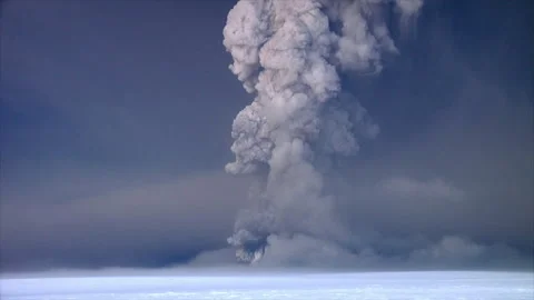Volcanic eruption ash cloud rising in Iceland Stock Footage 330265925