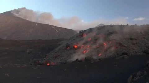 Volcanic eruption at dawn Stock Footage 50847006