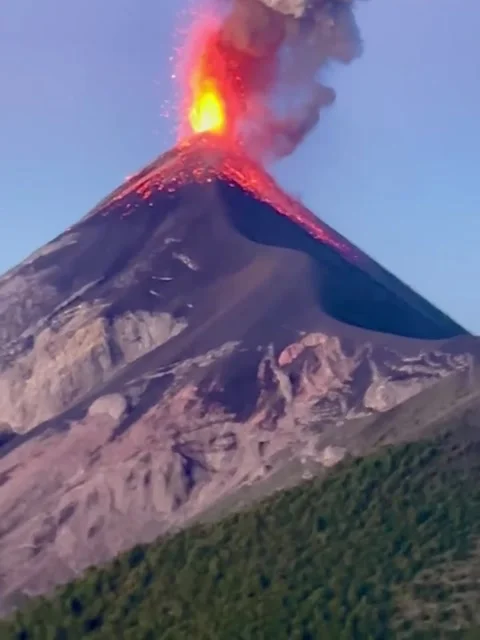 Volcanic Eruption with Glowing Lava and Smoke Stock Footage 341267281
