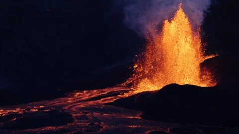 Volcanic Eruption, Halemaumau Crater, Kilauea Volcano. Hawaii Stock Footage 311291663