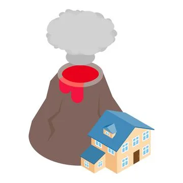 Volcanic eruption icon isometric vector. Building at foot of an active volcano Stock Illustration