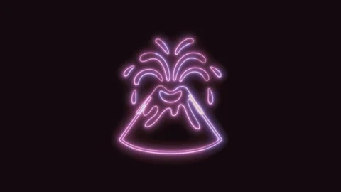 Volcanic Eruption Icon Neon Seamless Loop with Black Background 4K Stock Footage 311303983