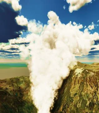 Volcanic eruption on island Ilustração Stock