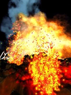 Volcanic eruption on island Stock Illustration