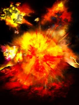 Volcanic eruption on island Illustrazione stock