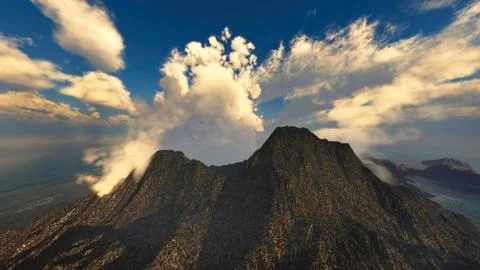 Volcanic eruption on island Stock Illustration