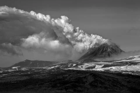 Volcanic eruption in Kamchatka,pyroclastic flow Stock Photos