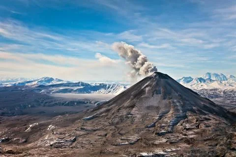 Volcanic eruption in Kamchatka,pyroclastic flow Stock Photos