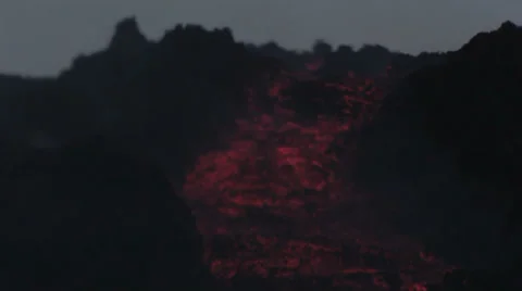 Volcanic eruption lava stream Stock Footage 35937688