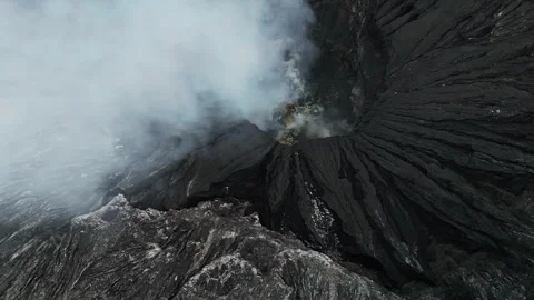 Volcanic eruption view from drone active bromo Stock Footage 275339881