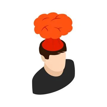 Volcanic exploding brain icon, isometric 3d style Illustrazione stock