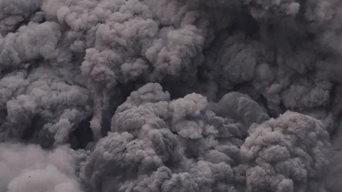 Volcanic Explosion Close Up, Rising Smoke Gas And Ashes With Electric 스톡 동영상 113248985