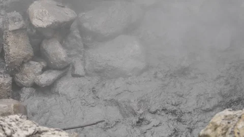 Volcanic Geothermal Hot Spring Boiling Muddy Water Geysir Gas Eruption Stock Footage 90521987
