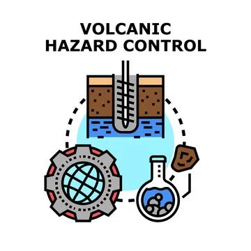 Volcanic hazard control engineering and monitoring concept Stock Illustration