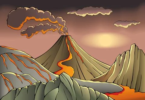 Volcanic land Stock Illustration