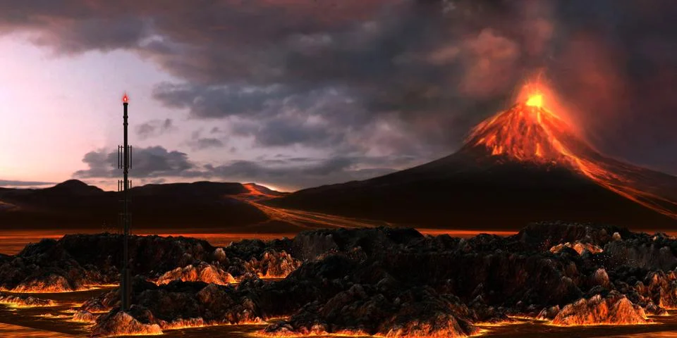Volcanic landscape Stock Illustration