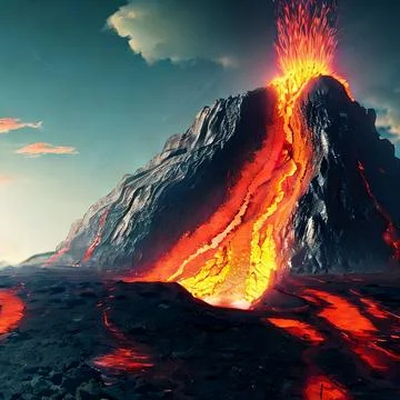 Volcanic landscape Illustrazione stock