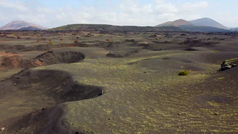 Volcanic Landscape of Lanzarote from Above Stock-Footage 342799336
