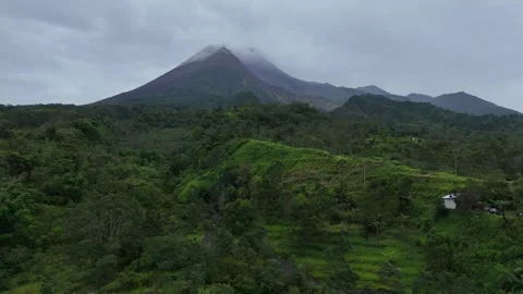 Volcanic Landscape of Merapi Mountain in Central Java Stock Footage 332533361