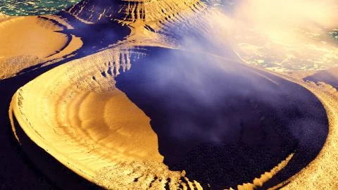 Volcanic landscape panorama Illustrazione stock
