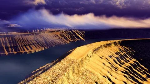 Volcanic landscape panorama Stock Illustration