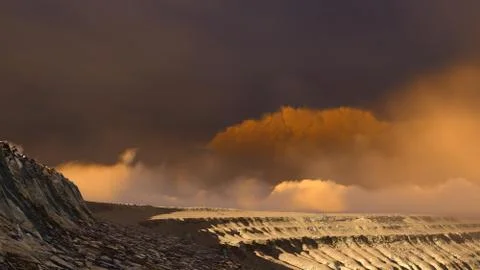 Volcanic landscape panorama Stock Illustration