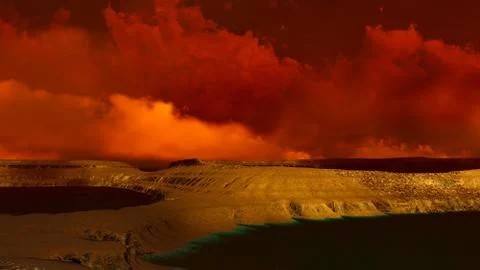 Volcanic landscape panorama Stock Illustration