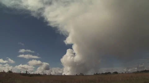 Volcanic Landscape Panorama With A Steam Cloud In The Background Video stock 19289069