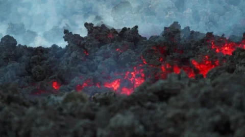 Volcanic lava flow AA from Mount Etna 库存影片 53296425