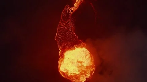 Volcanic Lava Flow from Active Eruption Aerial View 库存影片 331044727