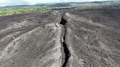 Volcanic Lava Flow Stock Footage 255000796
