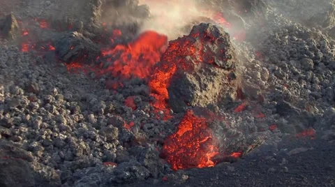 Volcanic lava flowing 库存影片 50883987