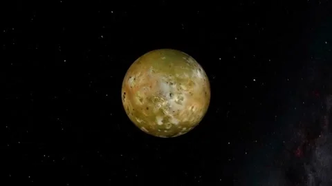 Volcanic moon io of jupiter moving in deep space. Stock Footage 345108535