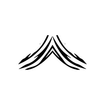 Volcanic mountain icon. Simple style Volcanic mountain poster background sy.. Stock Illustration