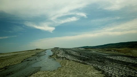 Volcanic mud fields landscape Stock Footage 123053389