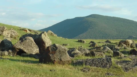 Volcanic plain in Mongolia. Video stock 165692785