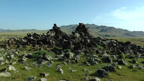 Volcanic plain in Mongolia. Stock Footage 165693603