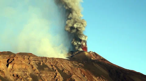 Volcanic plume ash Stock Footage 32658484