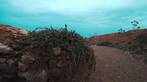 Volcanic ridge under dramatic sky Stock Footage 318790881