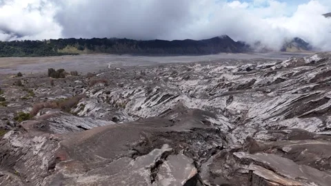 Volcanic Rock Field and Caldera Landscape at Mount Bromo Indonesia Video stock 344892702